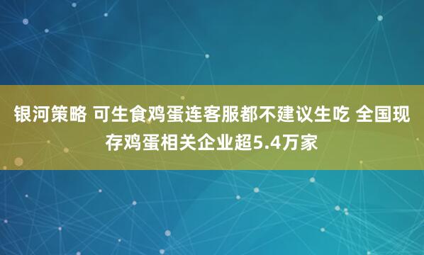 银河策略 可生食鸡蛋连客服都不建议生吃 全国现存鸡蛋相关企业超5.4万家